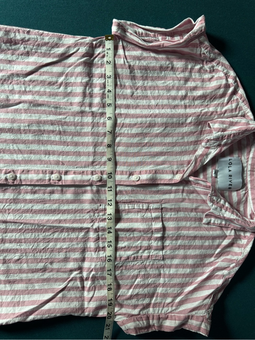 Lola River Women’s Medium Pink & White Striped Buttondown - Picture 7 of 8